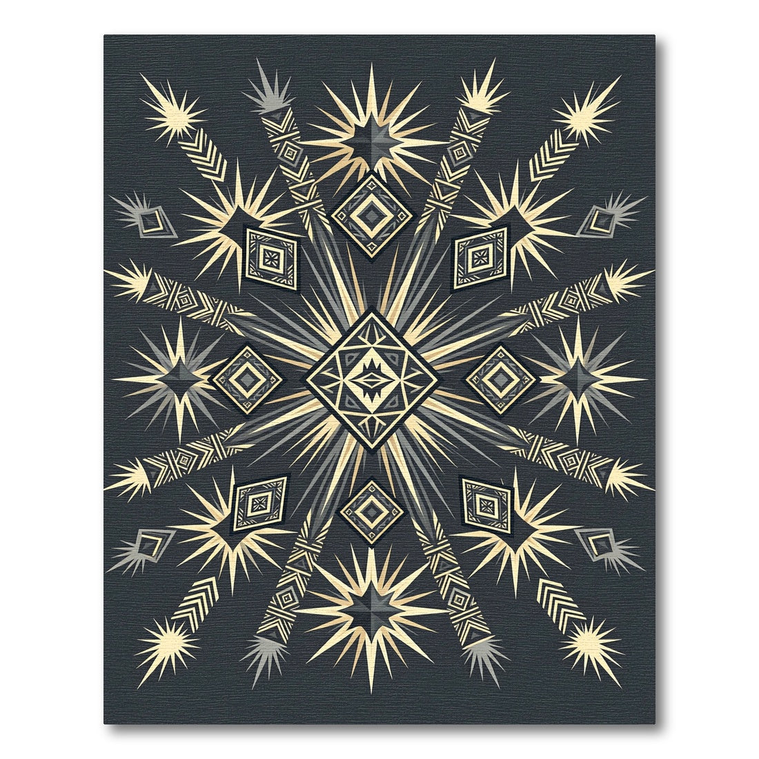 Golden Teal Starburst Diamond Medallion Rug