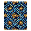 Golden Solar Radiance and Blue Waves Rug