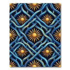 Golden Solar Radiance and Blue Waves Rug