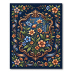 Ornate Floral Medallion Blue Rug