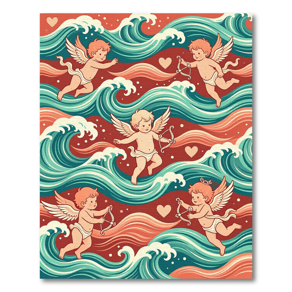 Retro Crimson Cupid Waves Rug