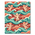 Retro Crimson Cupid Waves Rug