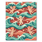 Retro Crimson Cupid Waves Rug