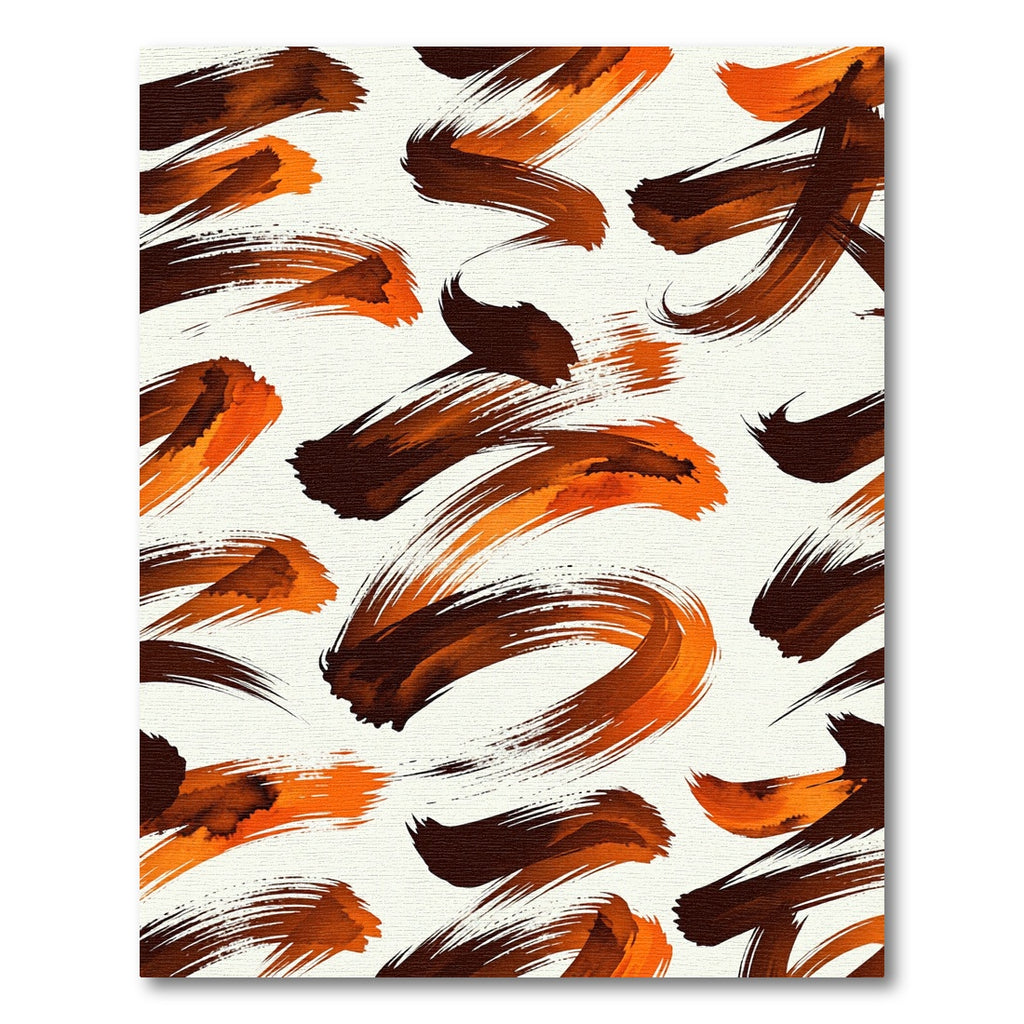 Dynamic Amber Brush Stroke Swirl Rug