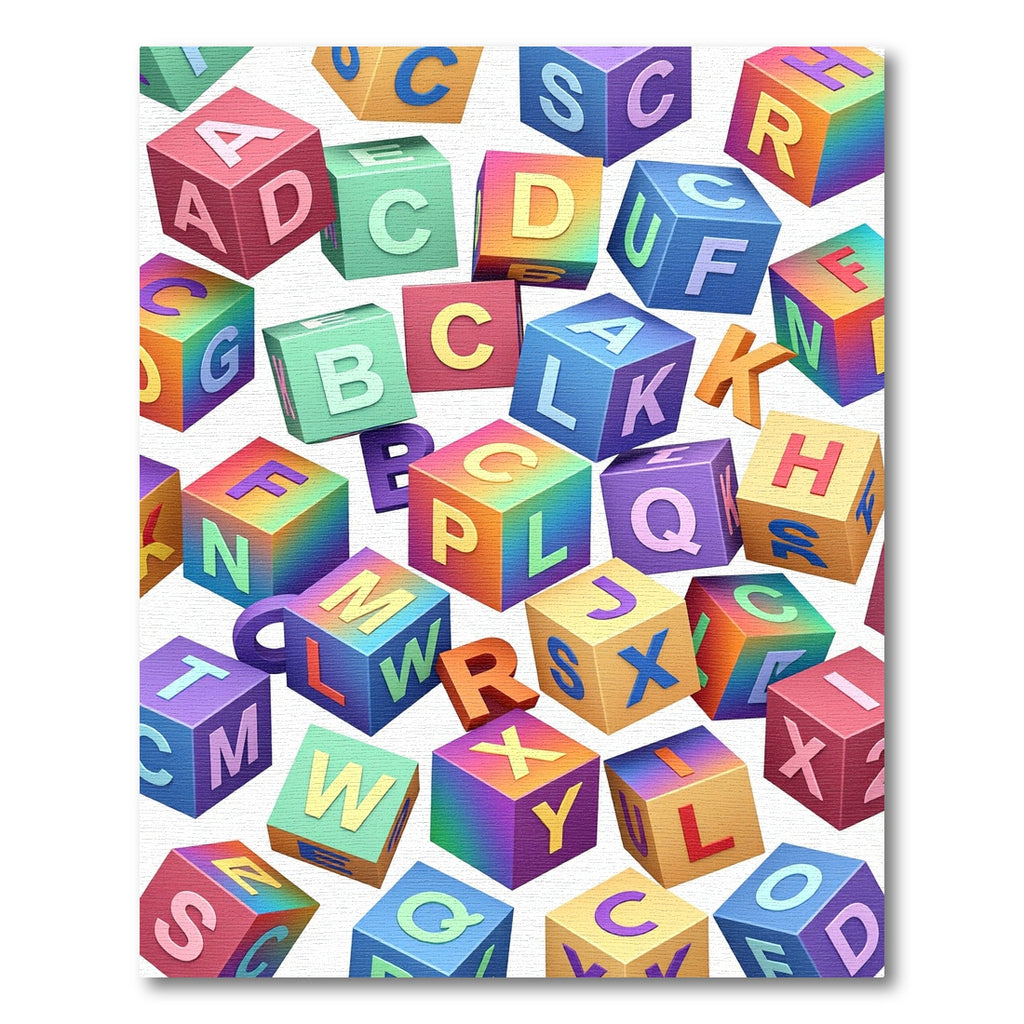 Vibrant Multi-Color Floating Alphabet Blocks Rug