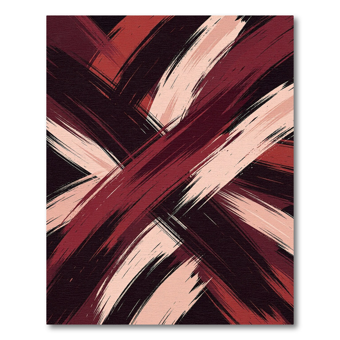 Abstract Crimson and Blush Brush Strokes Rug