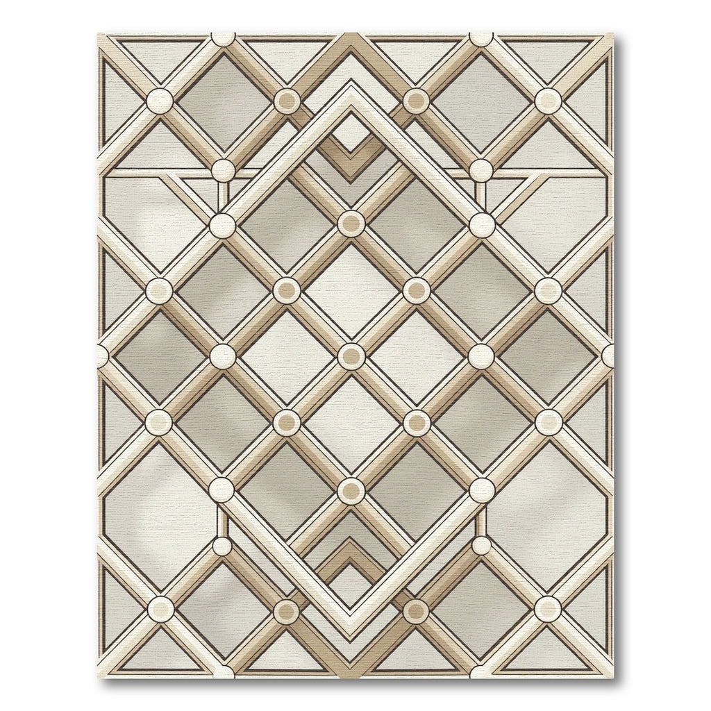 Elegant Beige Geometric Lattice Rug