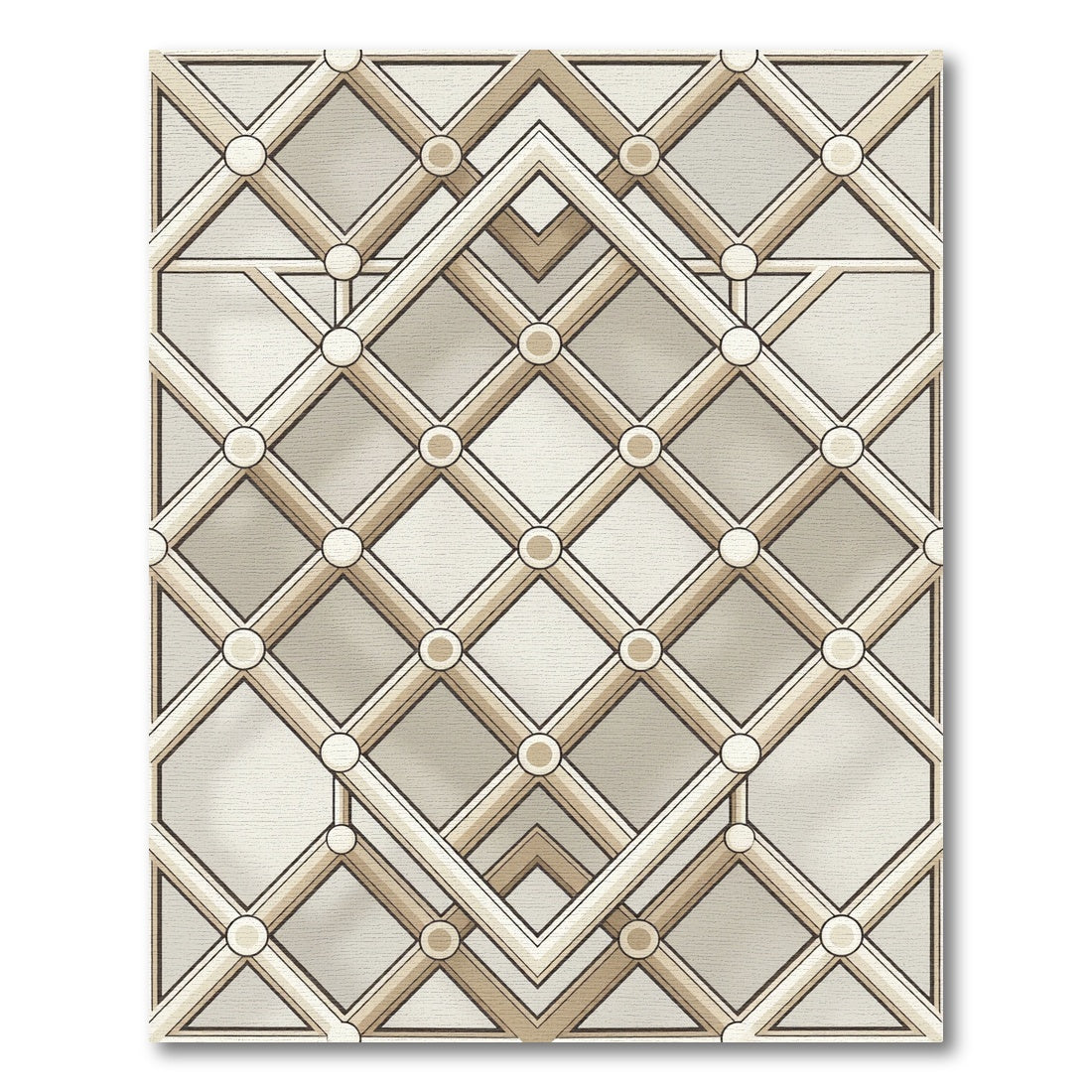 Elegant Beige Geometric Lattice Rug