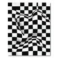 Modern Monochrome Warped Checkered Illusion Rug