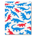 Bold Blue Red Dinosaur Illustration Rug