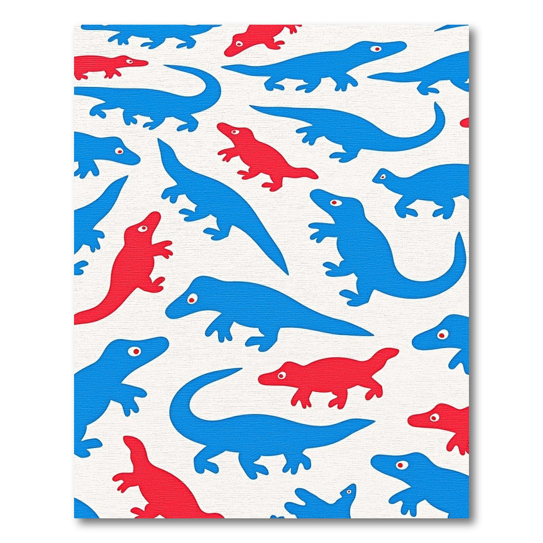 Bold Blue Red Dinosaur Illustration Rug