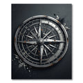 Metallic Compass Rose Industrial Charcoal Decor Rug