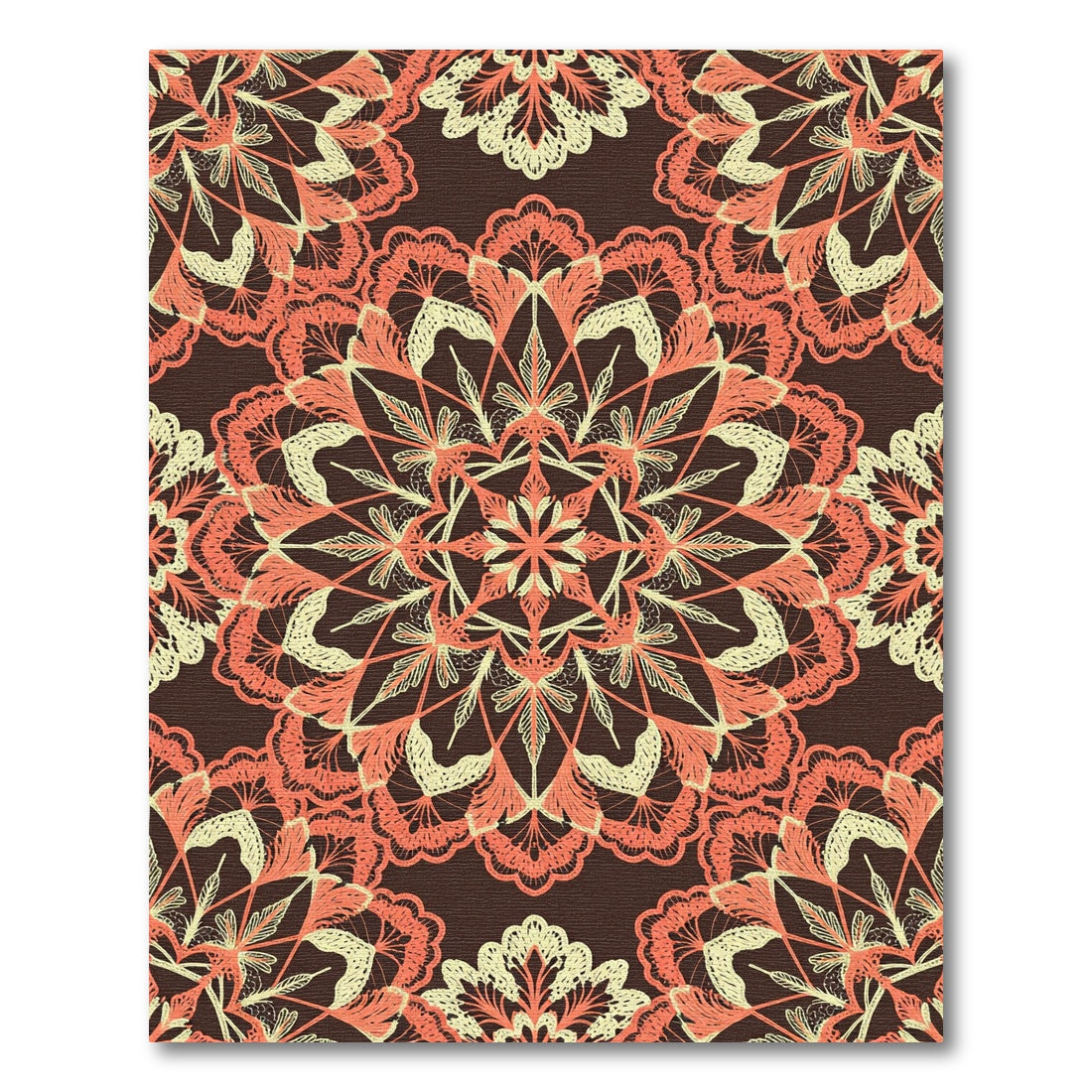 Coral Lace Mandala Radiating Bloom Rug