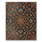 Midnight Navy Orange Floral Mandala Rug