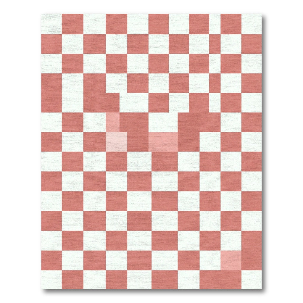 Modern Pink and White Checkered Rug