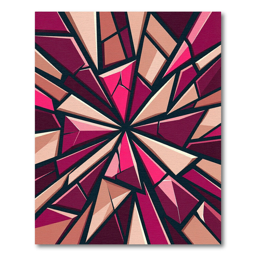 Geometric Pink and Peach Shattered Shard Rug