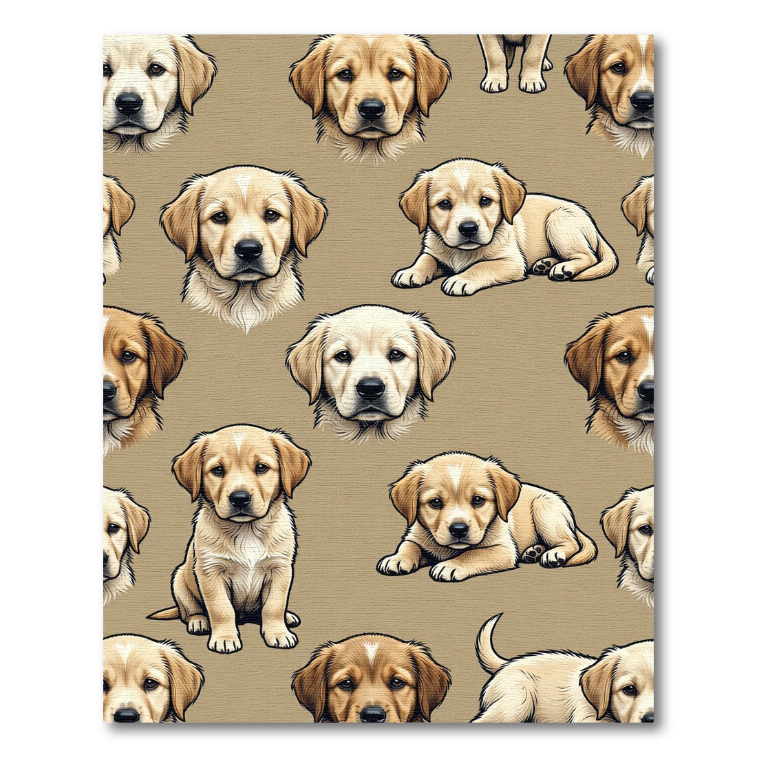 Adorable Golden Retriever Puppy Cream Rug