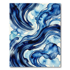 Modern Indigo Abstract Ocean Swirl Rug
