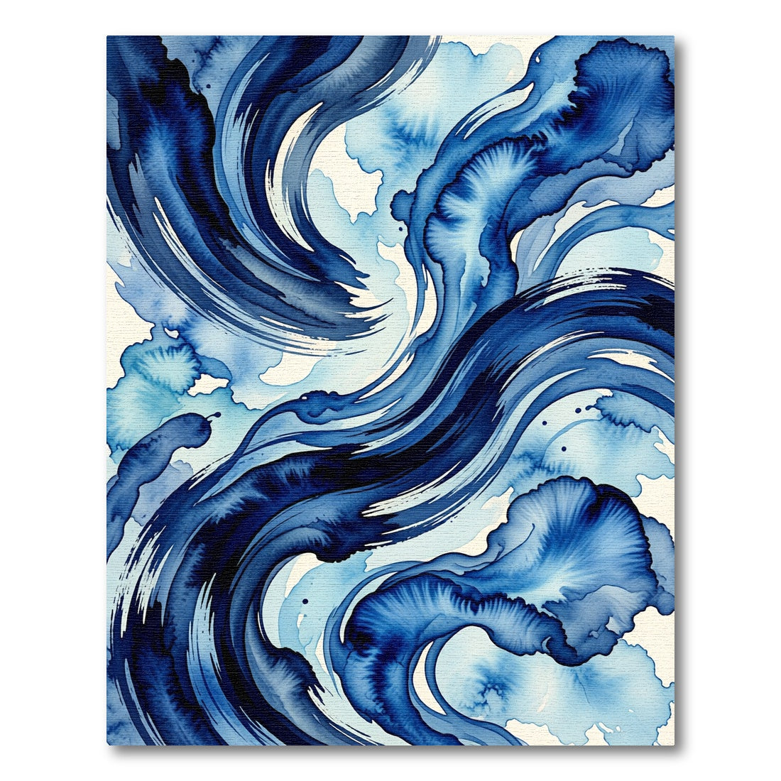 Modern Indigo Abstract Ocean Swirl Rug