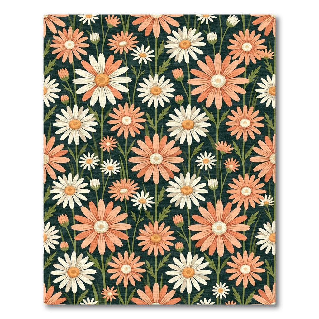 Peach White Daisy Meadow Rug