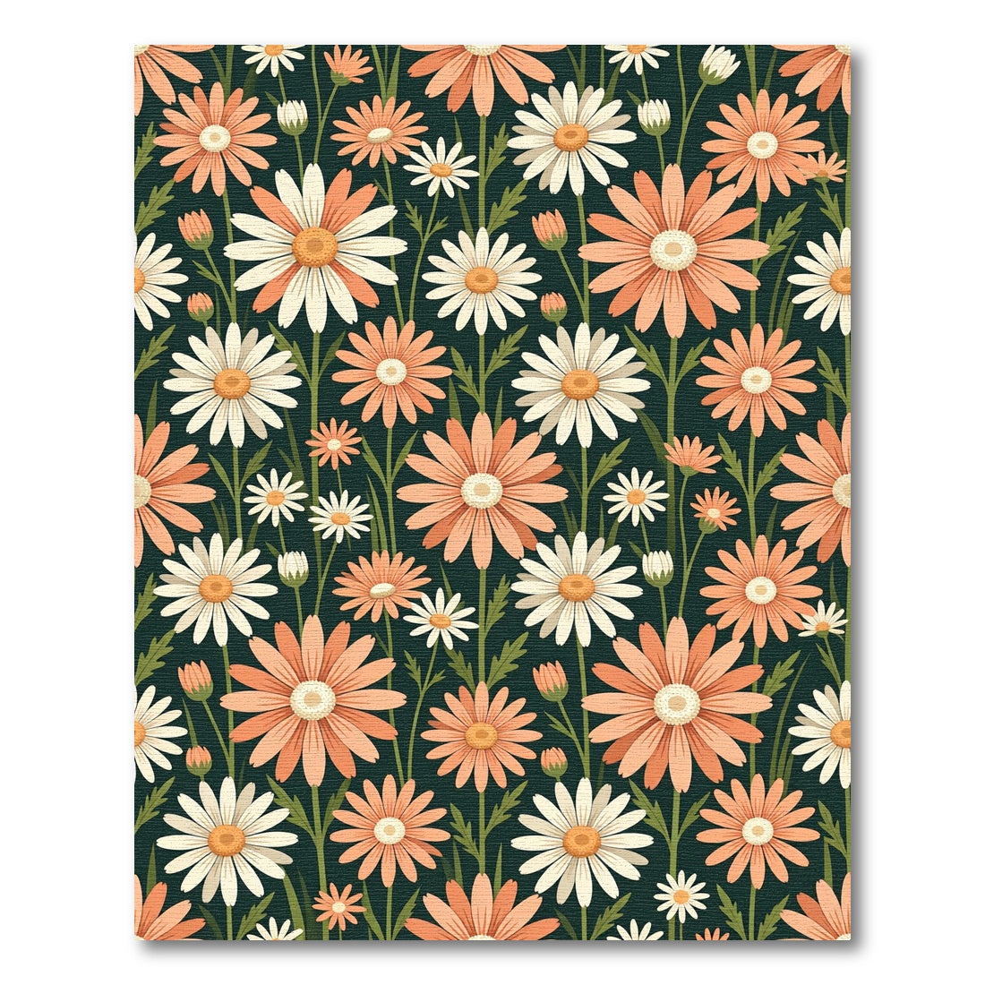 Peach White Daisy Meadow Rug