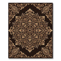 Ornate Golden Floral Damask Medallion Rug