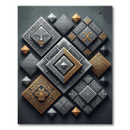 Geometric Tribal Face Gold Inlay Diamonds Rug