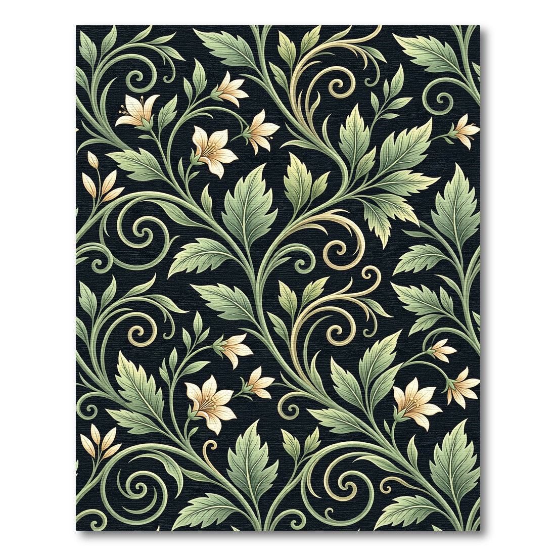 Elegance Sage Cream Floral Scroll Rug