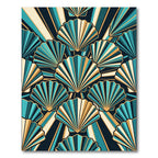 Art Deco Teal Gold Fan Rays Rug