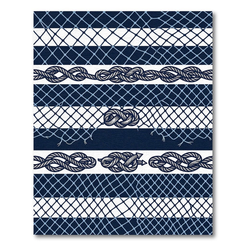 Navy Nautical Rope and Fishing Net Rug