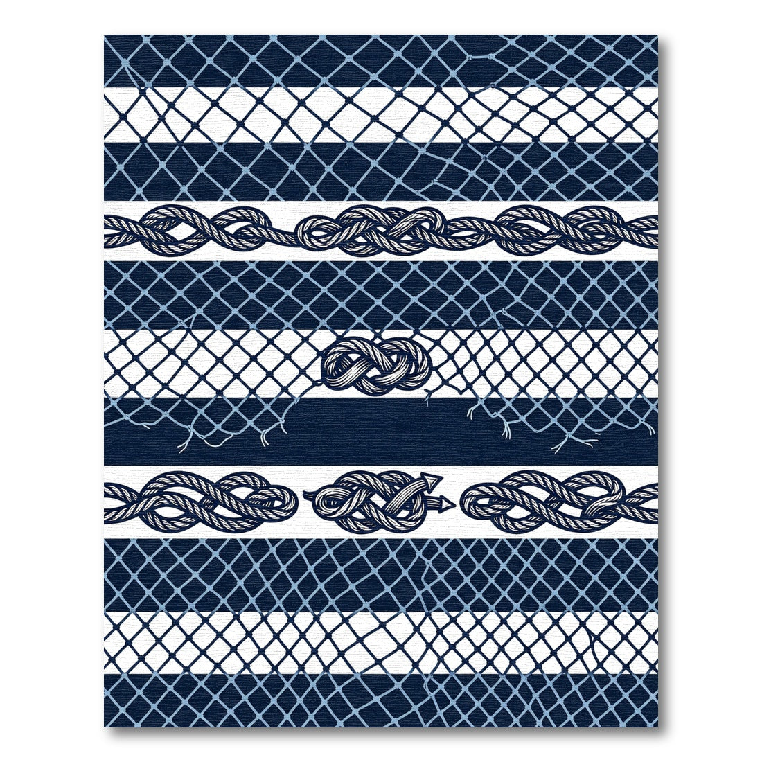 Navy Nautical Rope and Fishing Net Rug
