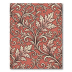 Ornate Coral Acanthus Leaf Scroll Rug