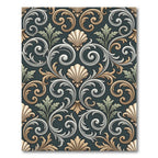 Ornate Shell Scrollwork Aubergine Rug