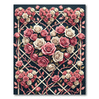 Pink Cream Rose Blossom Lattice Rug