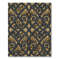 Ornate Black and Gold Ironwork Scroll Rug