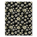 Black White Floral Sprig Accents Rug