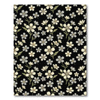 Black White Floral Sprig Accents Rug