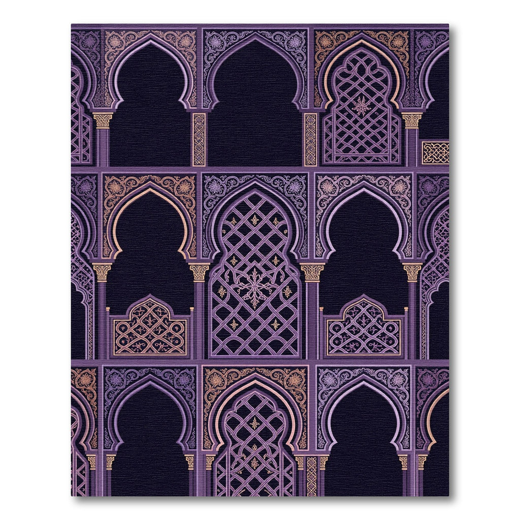 Elegant Purple Geometric Archway Window Rug
