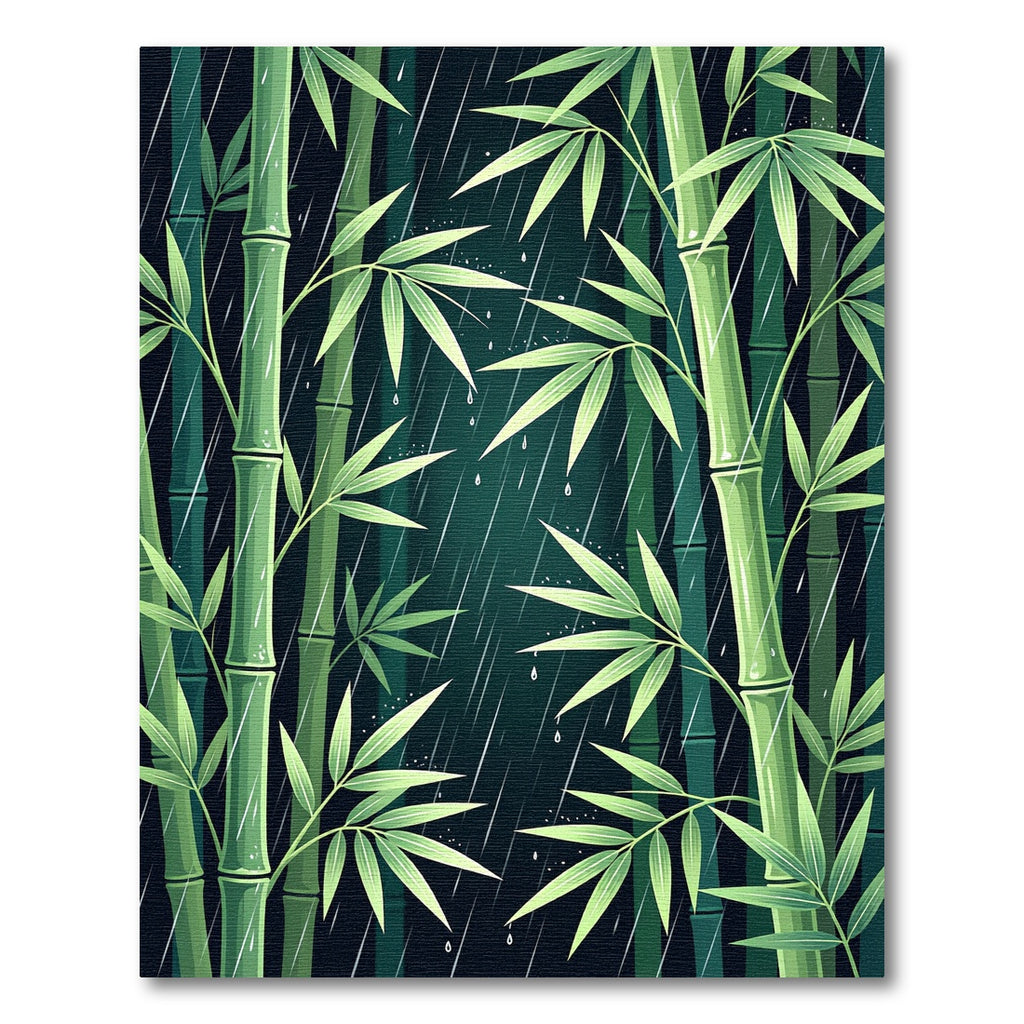 Lush Green Tropical Bamboo Rainfall Rug
