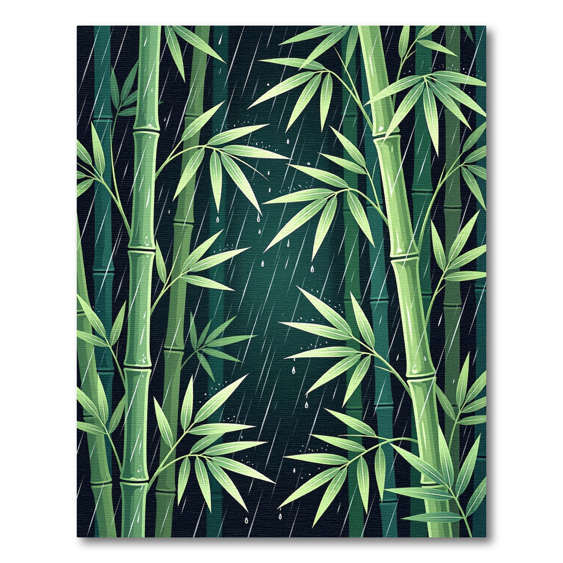 Lush Green Tropical Bamboo Rainfall Rug