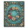 Floral Wreath with Golden Bows Rug
