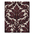 Deep Crimson Acanthus Leaf Scrollwork Rug