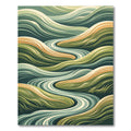 Flowing Sage and Ochre Wavy Landscape Rug