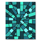 Teal Geometric Abstract Fragment Area Rug