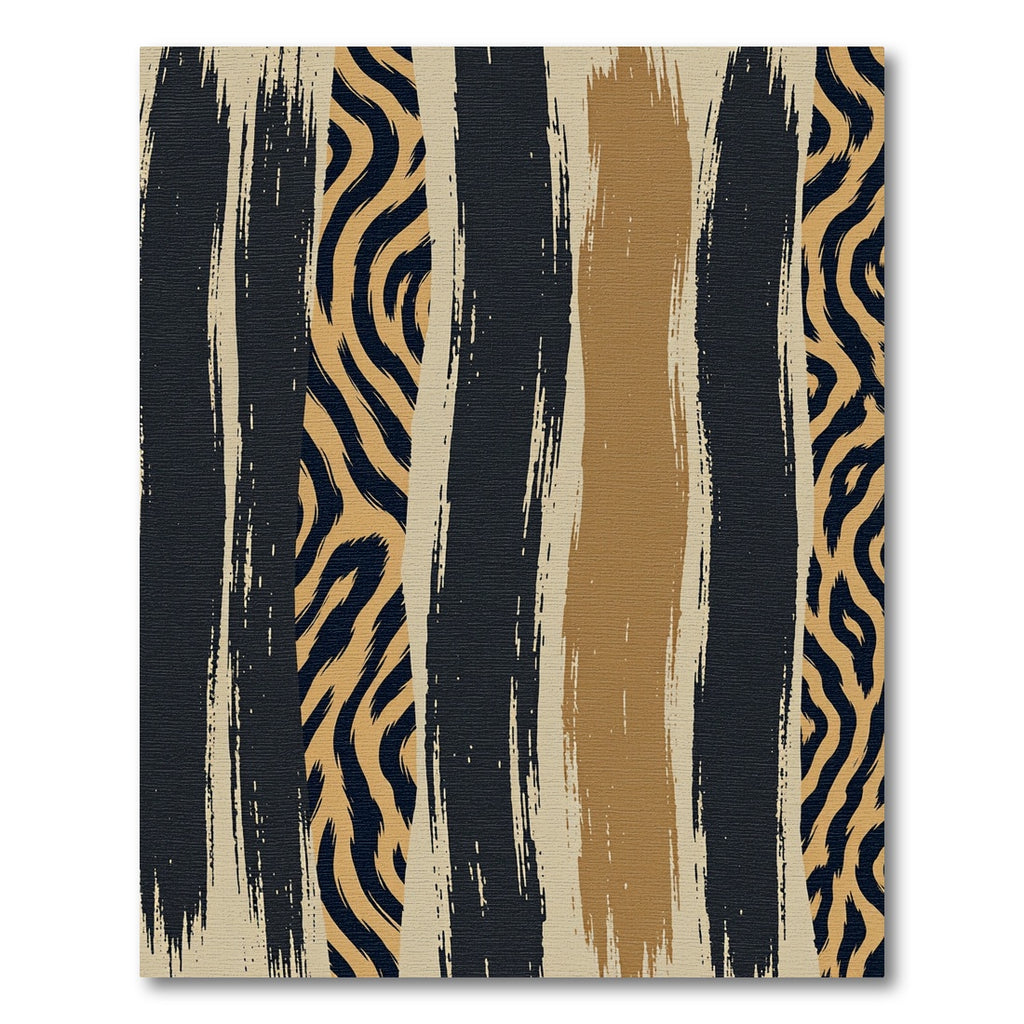 Abstract Gold Black Zebra Stripe Rug