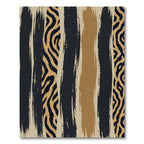 Abstract Gold Black Zebra Stripe Rug