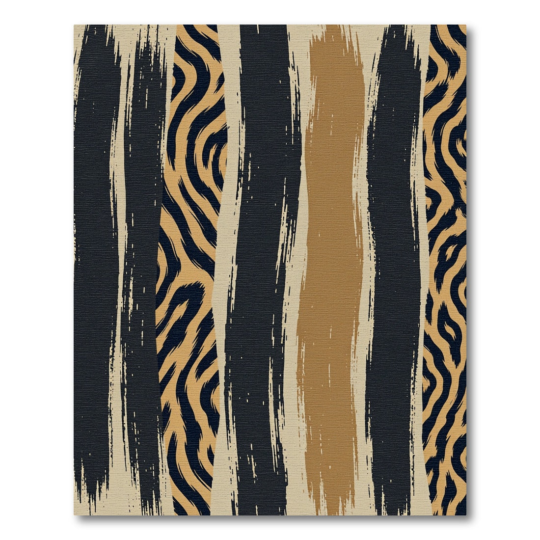 Abstract Gold Black Zebra Stripe Rug
