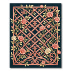 Coral Rose Trellis Scrollwork Rug