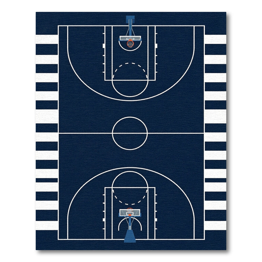 Navy Basketball Court Geometric Area Rug