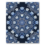 Cobalt Blue Tulips Mandala Circular Art Rug